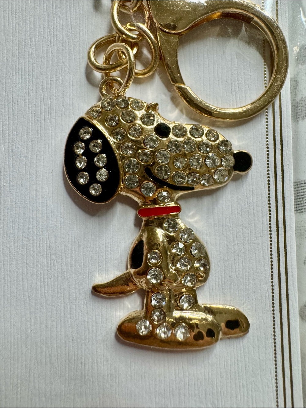 Snoopy Gold Toned Rhinestone Keychain/Bagcharm